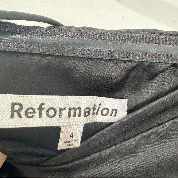 Reformation Pacie Satin Mini Dress in black - Picture 6 of 6